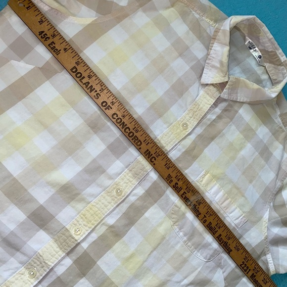 RYDERS by LEE plaid roll tab short sleeve button up butter yellow tan size XL - Picture 6 of 8